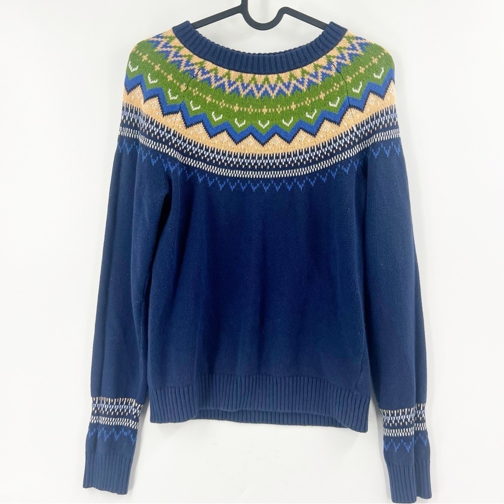 ✅ MODCLOTH FAIRISLE NAVY/GREEN CREW NECK SWEATER SIZE SMALL